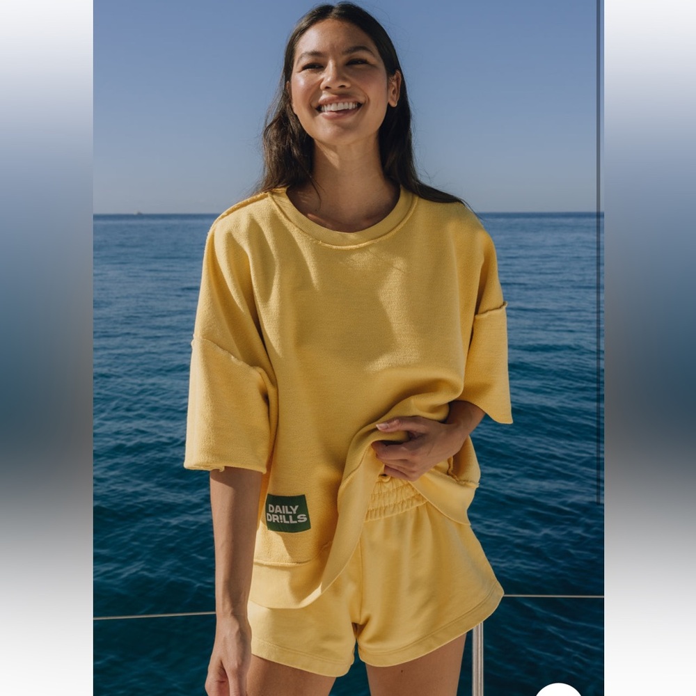 Daily Drills Yellow Relaxed Short Sleeve Sweatshirt